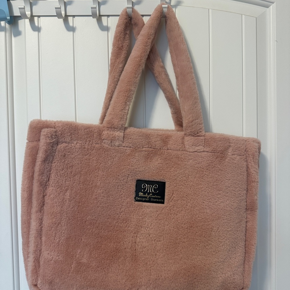 Minky Couture Pink Faux Fur Tote Bag